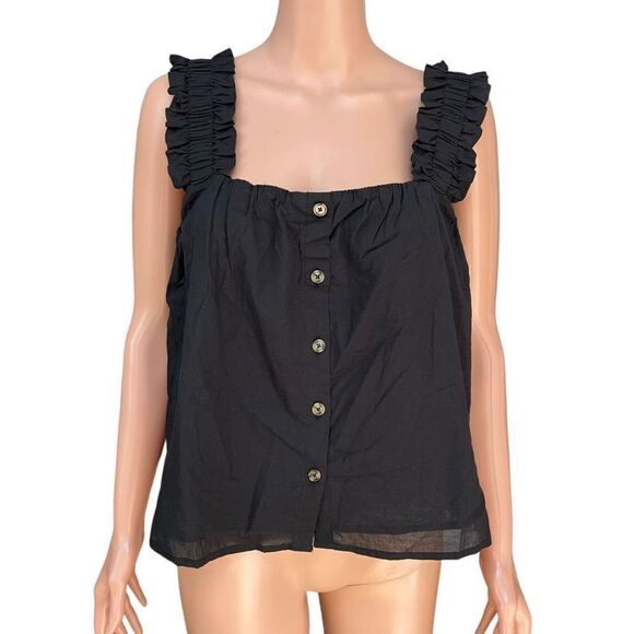 Treasure & Bond Ruffle Strap Cotton Tank Top blouse size L NWOT - Picture 3 of 9